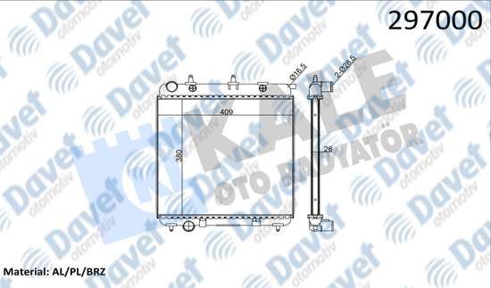 KALE 2049011AB Su Radyatoru Peugeot 206 207 - Citroen C2 C3 1.4hdi 70 Eco 02=> (At/Mt) (Ac/Nac) (Brazing) (380x415x26)